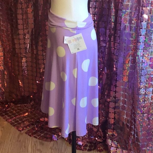 LULAROE AZURE skirt in purple & white polka dots, size medium - Picture 8 of 12